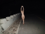 Nude girl on road