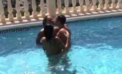 German Amateur Teens in Threesome at Pool on holiday