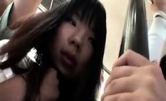 Asian schoolgirl is caught on an upskirt shot and also gets