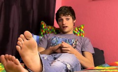Cute teen brunette twink polishing his pole for you