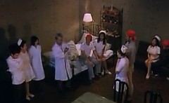 Attractive Japanese nurse bounces on a stiff cock until she