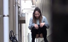 Asian Squatting To Piss