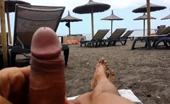 masturbation beach in front milf with big boobs (no cum)