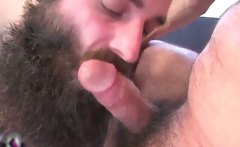 Two bearded gay dudes are sucking hard