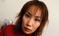 Yuki Yoshida with hairy twat gets cum on face from sucking