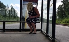 Hannatransa Chastity Crossdresser Outdoors At Train Station.