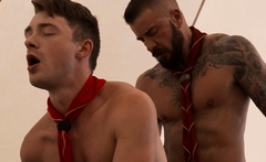 Hung Scoutmaster Barebacks Young Scout