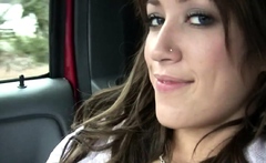 Naughty Brunette blowjob on car