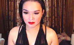 Brunette amateur in black on webcam