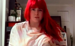 Redhead BBW with Big Boobs Blowjob Tittyjob Facial
