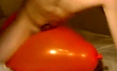 Big inflatable orange balloon humping cum