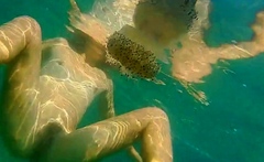 TOTALY NAKED Underwater RIsky swim with my new friends