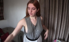 Petite amateur redheaded teen pisses and sucks cock