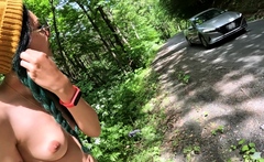 Brunette Teen Outdoor With Cumshot