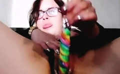 BBW babe toys her pussy with candy