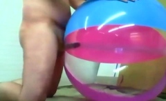 Daddy Plays with Inflatable Beach Ball Sex Toy